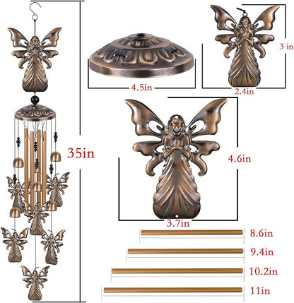 Large Angel Wind Chimes for Home & Garden, Aluminum Wind Bell, Angel Wind Catcher, Memorial Wind Chime, Gifts for Mom