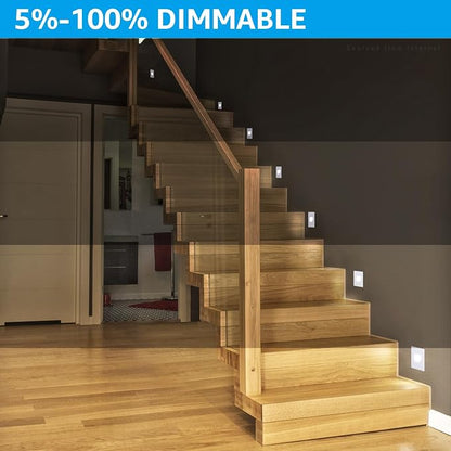 LEONLITE 6-Pack 5CCT 120V LED Step Lights, Vertical, White | 150LM, 5%-100% Dimmable, CRI90, ETL, Indoor Outdoor Stair Lights, Wet Location, 2700K/3000K/3500K/4000K/5000K, Aluminum