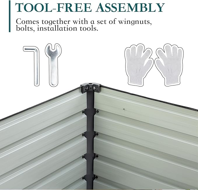 DUMOS Galvanized Raised Garden Bed Outdoor, 6x3x2ft Metal Planter Box for Deep-Rooted Vegetables Flowers Herbs, Rectangular Planter Raised Bed for Patio Balcony Backyard, Open Bottom, Dark Gray