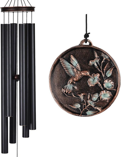 Vanquer Large Wind Chimes for Outside Deep Tone - 46'' Wind Chimes Outdoor Clearance, Windchimes Outdoors, Memorial Wind Chimes, Sympathy Gift, Patio, Home Décor, Vintage Black (46" Hummingbird - A)