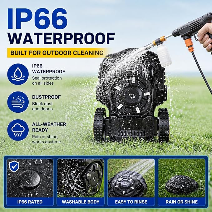 Robot Lawn Mower, Wire-Free Robotic Mower for 0.99 Acres, No Perimeter Wire, Auto-Mapping, RTK + AI 3D Vision Navigation, 300+ Object Avoidance, 57% Slope, IP66 Automatic Grass Cutter