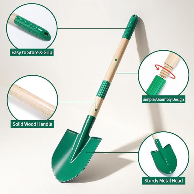CUTE STONE Kids Gardening Tools Set - 9PCS Toddler Garden Toy with Kids Wheelbarrow, Kids Shovel and Rake Set for Backyard Garden Play, Indoor & Outdoor Gift for Boys Girls Ages 3-5