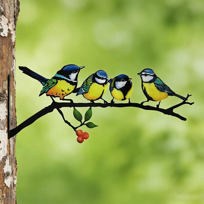 Metal Bird Wall Art Decor,Outdoor Wall Decor for Garden Fence Porch, Weatherproof Fence & Garden Decorations, Metal Yard Art for Patio Wall