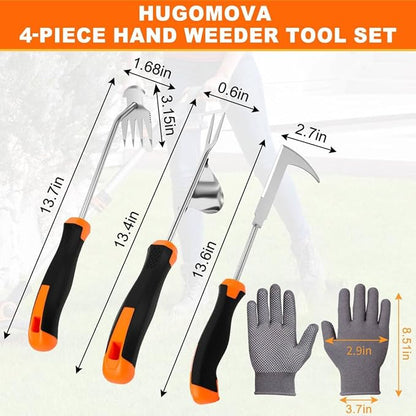 2026 Weed Puller Tool, 4 Pack New Garden Stainless Steel Weeder Tool Hand Weeder Tool,Multi-Purpose Weed Remover Tool Weeding Tools for Gardening