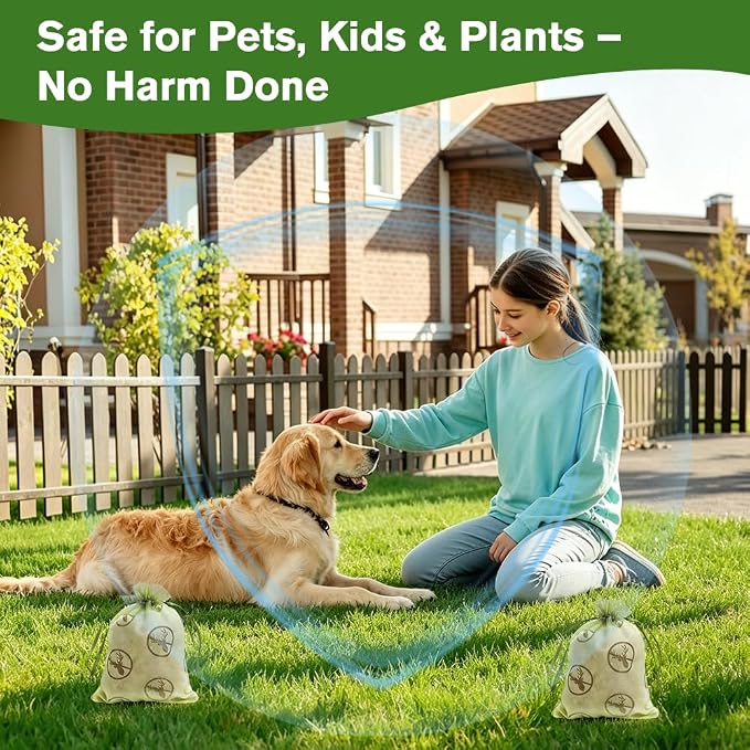 12 Pack Powerful Deer and Rabbit Repellent Pouches, Natural Rabbit Repellent Outdoor Use Safe for Kid & Pet, Effective Deer Away Deer Repellent for Plants, Garden, Yard, Lawn, Orchard & Vegetable Bed