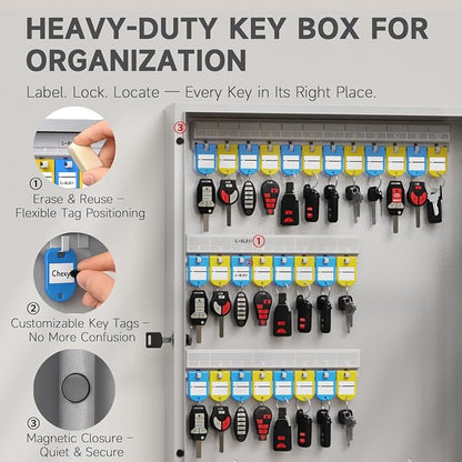 WeHere 56 Keys Lock Box, Key Management Cabinet Key with Drop Slot, APP Bluetooth, Digital Keypad, & WiFi Unlock, Access Log Tracking, Key Return Box for Hotel, Car Dealerships, Office, School