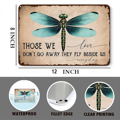 mmiishe Vintage Metal Garden Signs Plant Accessories Dragonfly Gifts for Women Men Gardeners Rustic Metal Wall Art for Home Gate Garden Cafes Patio Porch 8x12 Inches Birthday Anniversary Decoration