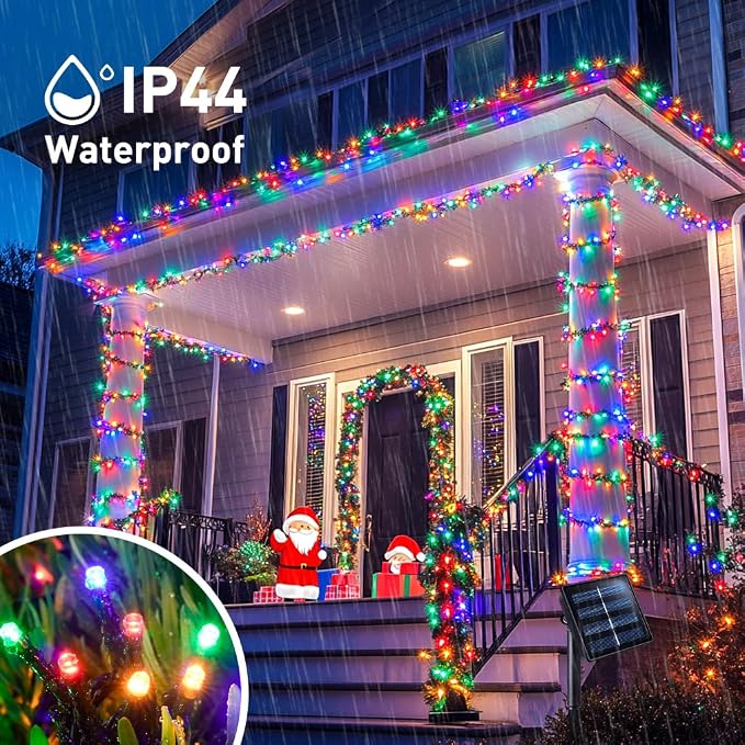 JMEXSUSS 600 LED Solar Christmas Lights Outdoor, 206.7 ft, Multi-Colored | Christmas Lights Outdoor Waterproof, 8 Modes Solar String Lights for Outside Garden Yard Patio Tree Xmas Decorations