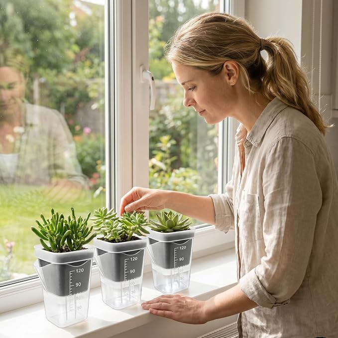 30 Pack 2" Small Self Watering Pots for Indoor Plants with 30 Plant Label Mini Clear Plastic Planters with Water Level and Drainage Holes for Propagation, Succulents,and African Violet