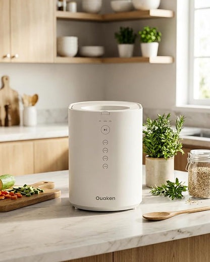 OK-255 Electric Composter for Kitchen, 5.5L Large Smart Countertop Compost Bin, Odorless, Quiet, Easy Clean, Turn Food Waste into Fertilizer, 2026 New Indoor Food Waste Compost Machine, White