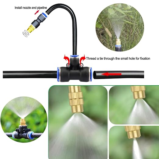 Update Drip Irrigation Kit, 98FT Automatic Watering System with 25 Replaceable 360° Bendable Sprayers, Atomizing Copper Nozzles for Garden, Plant, Lawn, Patio and Yard.(25)