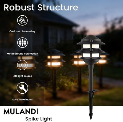 4 Pack Pathway Lights Outdoor, Metal IP54 Waterproof Bright Integrated LED Landscape Light for Walkway Garden Yard Patio Decoration, 3000K Warm White, Black, ETL UL CSA Qualified