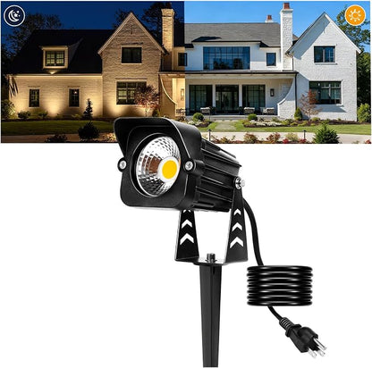 Dusk to Dawn Outdoor Lighting15W Spot Lights Outdoor with Photocell Sensor | 3000K Warm White Landscape Lighting IP65 Waterproof Spotlight for Garden Yard Flag Tree, 5.91FT Cable, US Plug