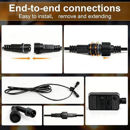 50(40+10)FT Outdoor String Lights, 15m Waterproof Remote LED Patio Lights with 19+1 S11 Bulbs 10FT Extension Cable, Dimmable Outside Hanging Lights for House, Porch,Yard,Garden,Bistro, Gazebo lighting