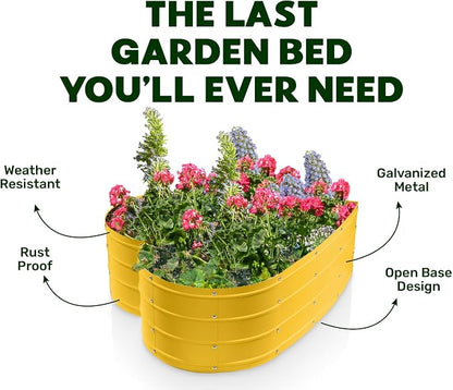 Plant & Plot Galvanized Raised Garden Beds Outdoor // Planter Raised Beds for Gardening, Vegetables, Flowers // Large Metal Garden Box (Yellow) // Tool-Free Assembly