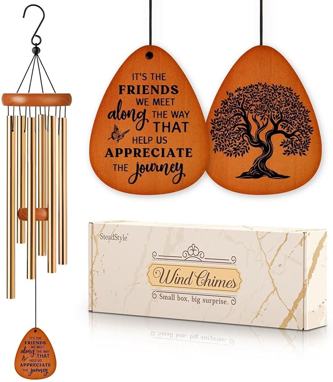SteadStyle Friendship Gifts for Women, Wind Chime for Best Friends, Friend Gifts for Men - Wonderful Friendship Presents for Special Women BFF Wind Chimes for Garden Patio Backyard