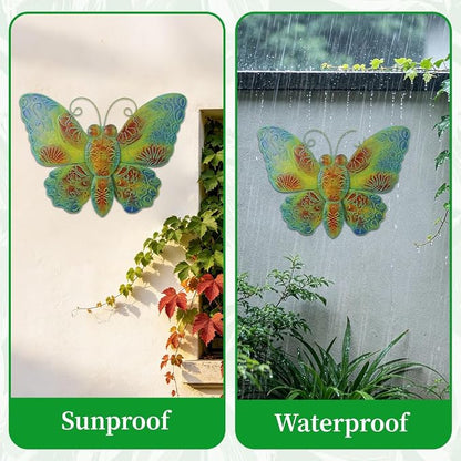 VEWOGARDEN Butterfly Wall Decor, Large Outdoor Metal Hanging Wall Art for Home Outside Patio Garden Fence Decorations, Turquoise