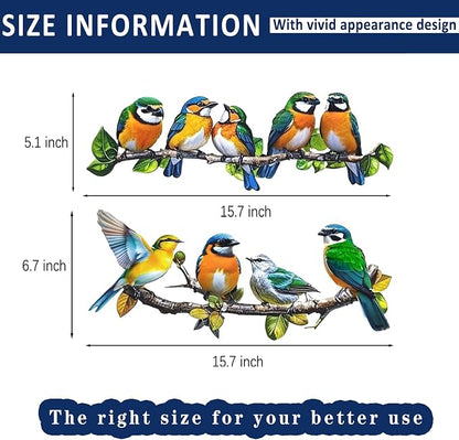 Metal Bird Outdoor Wall Art Decor - Hummingbird Wall Silhouette Art, Bird on Branch Wall Sculpture Hanging Indoor Outdoor for Your Yard, Garden and Patio (2 Pack)