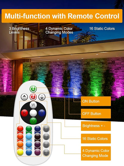 ZUCKEO RGB Low Voltage Landscape Lights LED Color Changing Well Lights, Outdoor In Ground Light Waterproof Accent Spotlights 12-24V Landscape Lighting for Yard Garden Pathway(8Pack with Connectors)