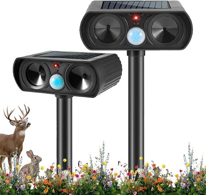 2026 2Pack Sonic Fortress Pro Deer Repellent Devices Solar Ultrasonic Animal Repellent with Motion Sensor,Squirrel Fortress Pro Raccoon Repellent to Scare Cat Skunk Rabbit Out of Plants Yard Garden