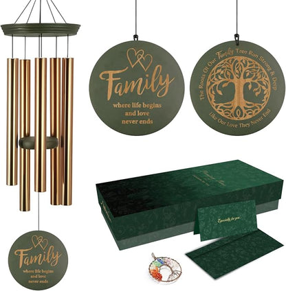 ASTARIN Wind Chimes for Outside, Large Outdoor Windchimes with Engraved Tree of Life, Premium Tuned Metal Chimes for Mother/Grandma, Home & Garden Decor with Soothing Tone