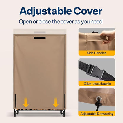 VIVOHOME 2ft Firewood Log Rack Cover, Heavy Duty 600D Oxford, Double Layer Outdoor Weather Resistant Fire Wood Storage Holder Cover with Zipper and Hook Loop Tape, Brown