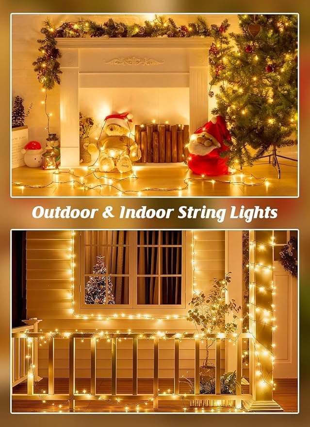 Brightown Solar String Lights Outdoor, 40FT 100 LED Solar Powered String Lights Waterproof with 8 Modes, Auto On/Off, Patio Lights for Outside Tree Garden Balcony Party Decor (Warm White)