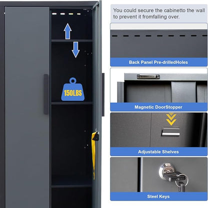 15PCS Corner Garage Storage Cabinet System, Heavy Duty Workshop Set, Corner Cabinet Includes Workbench, Pegboard & Lockable Drawers Metal Tool Organization System for Garage Workshop