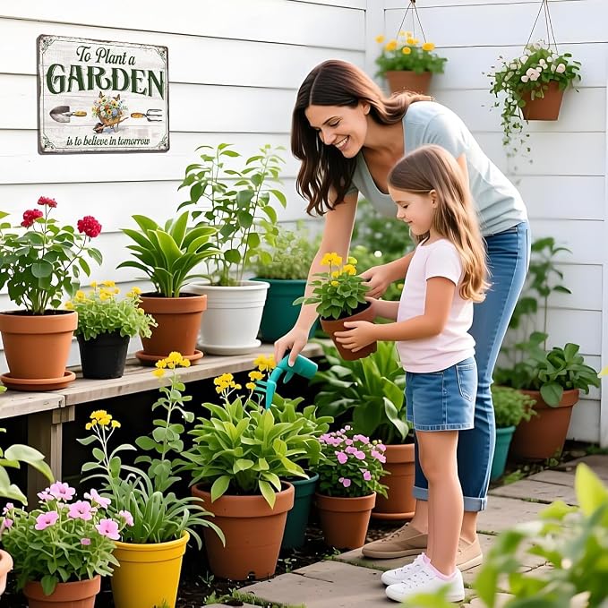 Garden Metal Tin,To Plant A Garden Is To Believe In Tomorrow Sign | Vintage Wall Art for Outdoor Garden Porch Patio Yard Wall Decor