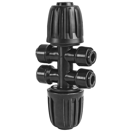 1/2 Inch To 1/4 Inch Drip Irrigation Fittings, 8 Pack Push-to-Fit 1/2" (1/2" ID x 0.65" OD) to 1/4" Drip Line Reducing Tee 1/2" x 1/4" 6 Way Splitter Connectors for Garden Irrigation System
