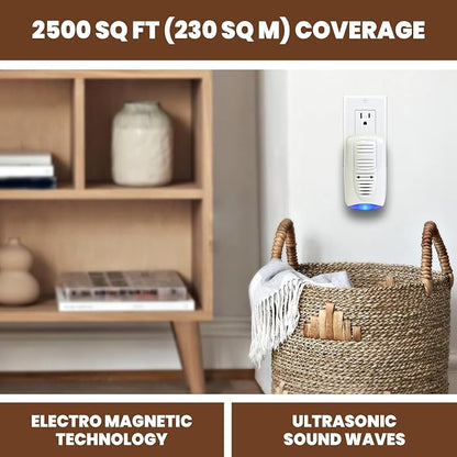PestContro Ultrasonic Rodent Repeller w/ Floor Light, Plug-In Electromagnetic Pest Repellent and Nightlight, Non-Lethal Control for Mice Rat Cockroach Spider Ants, Kitchen Cellar Office Garage Attic