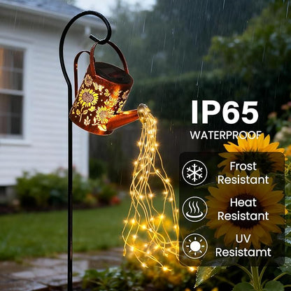 Sunflowers Solar Lights Outdoor Garden Sunflower Gifts, Gardening Gifts, Solar Watering Can Lantern Gifts for Mom Grandma Women, Patio, Yard, Pathway Lantern Plant Decoration