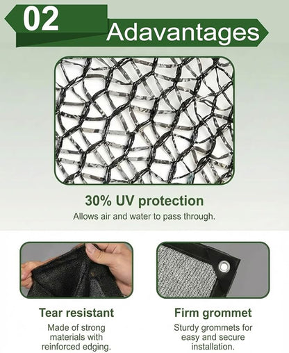 vensovo 30% Sunblock Shade Cloth Net Black Resistant - 12x16 Ft Garden Shade Mesh for Plant Cover, Greenhouse, Chicken Coop, Kennels, Tomatoes Plants