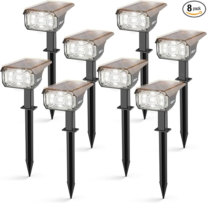 LEREKAM Solar Spot Lights Outdoor,40 LEDs Solar Outdoor Waterproof Landscape Lights with 3 Light Modes, Solar Powered Garden Yard Wall Lights Auto On,Off for Patio 8 Pack