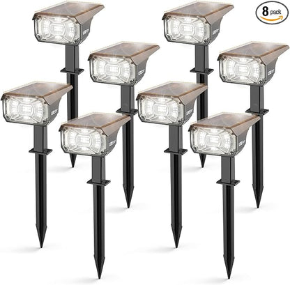 LEREKAM Solar Spot Lights Outdoor,40 LEDs Solar Outdoor Waterproof Landscape Lights with 3 Light Modes, Solar Powered Garden Yard Wall Lights Auto On,Off for Patio 8 Pack