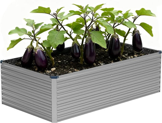 Vengarus 6x3x2ft Galvanized Raised Garden Bed,Metal Raised Beds Kit Silver | 2FT Deep Root Elevated Garden Planter Box, Corrugated Steel, Open Bottom, Rustproof All Weather, Large Vegetable Flower Bed