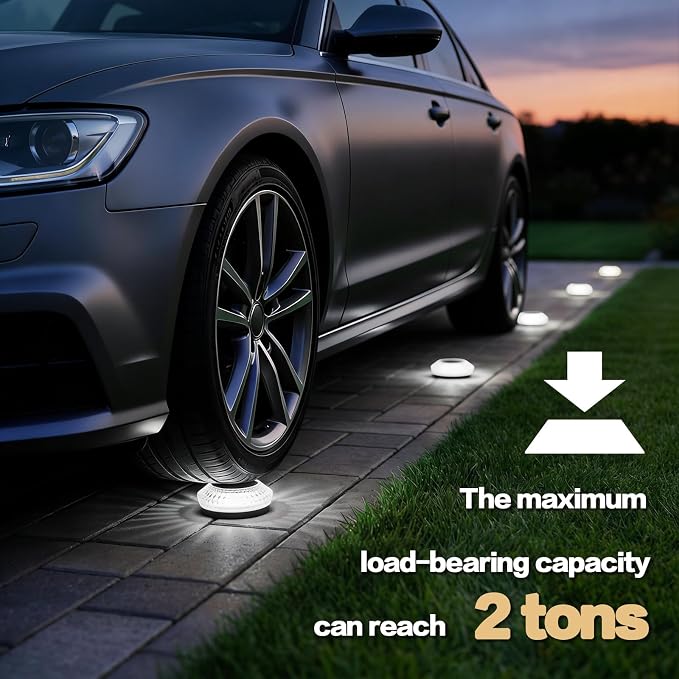 Solar Ground Lights Outdoor, 2 Pack Solar Powered Pathway Lights IP67 Waterproof Anti Glare Diamond Solar Garden Lights Landscape Lighting for Patio Yard Deck Walkway, Cold White