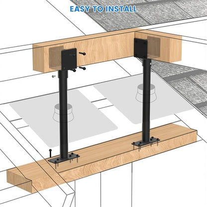 2 Pc 3.6" Heavy Duty Saddle Roof Riser Brackets for Patio Pergolas, 18" High Roof Riser, Adjustable Patio Roof Riser, Black Powder-Coated Fit 4x4, 4x6 Lumber for Patio Gazebos/Balconies