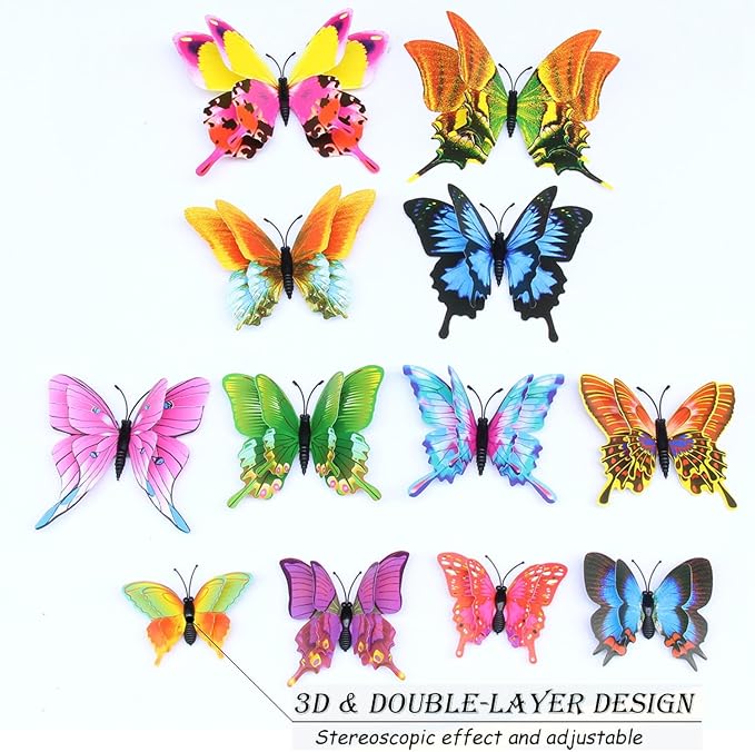OPSEAM Butterfly Wall Decor 24/48 PCS, 3D Butterflies Stickers for Party Decorations with Magnets (Swallow, 24)