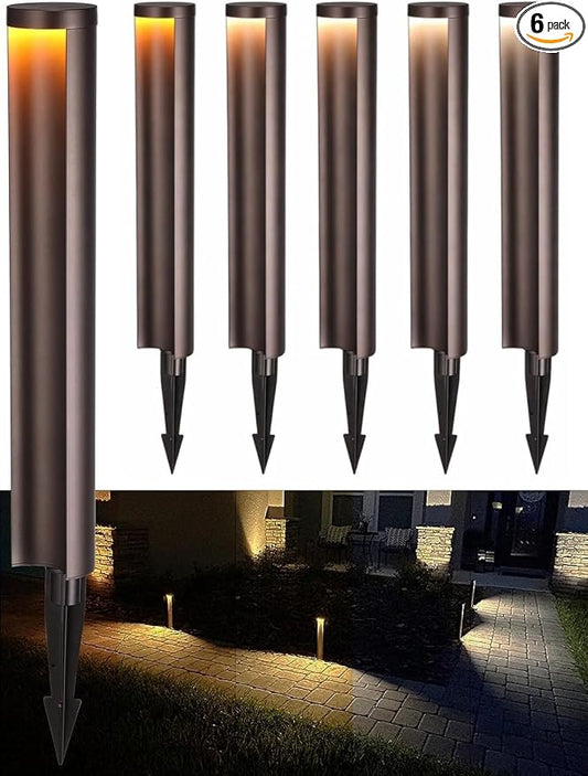 LEONLITE 6-Pack 5CCT Low Voltage Landscape Path Lights, 12-24V AC/DC | 5W Anti-Glare LED Pathway Lights, Die-Casted Aluminum, IP65 Waterproof for Yard Walkway, 1800K/2700K/3000K/4000K/5000K, ETL