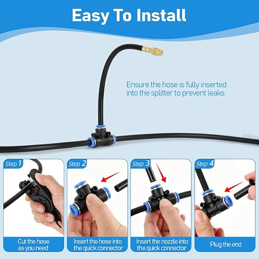 360° Adjustable Drip Irrigation System Kit, 50 FT Garden Watering System with 15 Copper Nozzles, Automatic Misting Sprinkler for Yard, Garden, Lawn, Raised Bed, Greenhouse and Plants