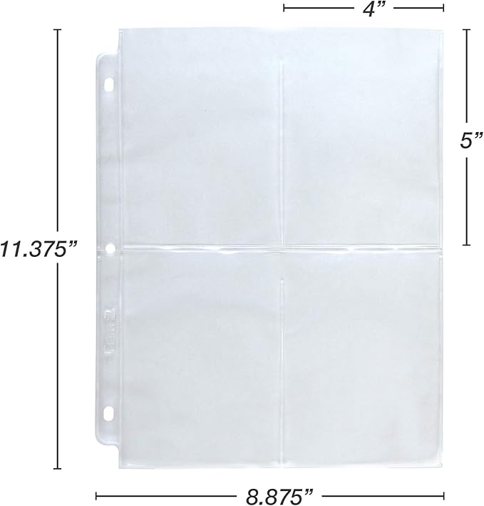Samsill 50 Pack Heavy Weight 4 Pocket Garden Seeds Storage Clear Sheet Protectors, Seed Organizer, Each Pocket Measures 3.5" x 5.25", Fits in Standard 3 Ring Binder
