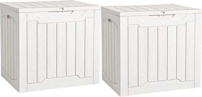 YITAHOME 31 Gallon Deck Boxes Set of 2 | Lockable Outdoor Storage Bins for Patio Cushions, Garden Tools, Weather-Resistant Resin Storage Solution, White