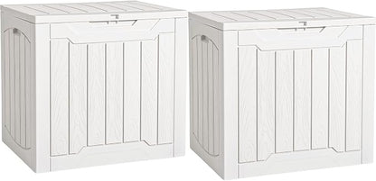 YITAHOME 31 Gallon Deck Boxes Set of 2 | Lockable Outdoor Storage Bins for Patio Cushions, Garden Tools, Weather-Resistant Resin Storage Solution, White