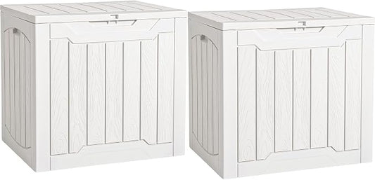 YITAHOME 31 Gallon Deck Boxes Set of 2 | Lockable Outdoor Storage Bins for Patio Cushions, Garden Tools, Weather-Resistant Resin Storage Solution, White