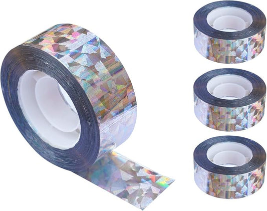 iFealClear 4 Pack Bird Reflective Scare Tapes, Dual-Sided Pigeon Scare Tapes for Garden, Farm, Outdoor, 1048ft Bird Reflective Tape to Keep Away Woodpecker, Blackbirds, Grackles, Herons