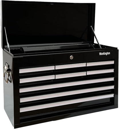 Workington Professional Industrial Portable Metal Tool Chest with 9 Drawers, 26" 9-Drawer Tool Chest Cabinet with Ball Bearing Drawer Slides, Steel Tool Storage Box Organizer 4016 Black