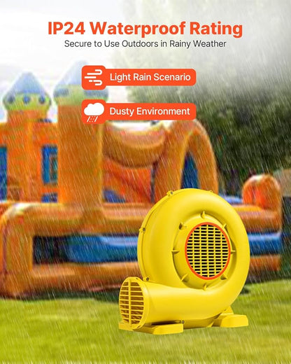 VEVOR Inflatable Blower, Electric Air Blower, Bounce House Blowing Pump, Commercial Corded Fan Pump for Castle Wate Slides Water Slide Bouncy Castle