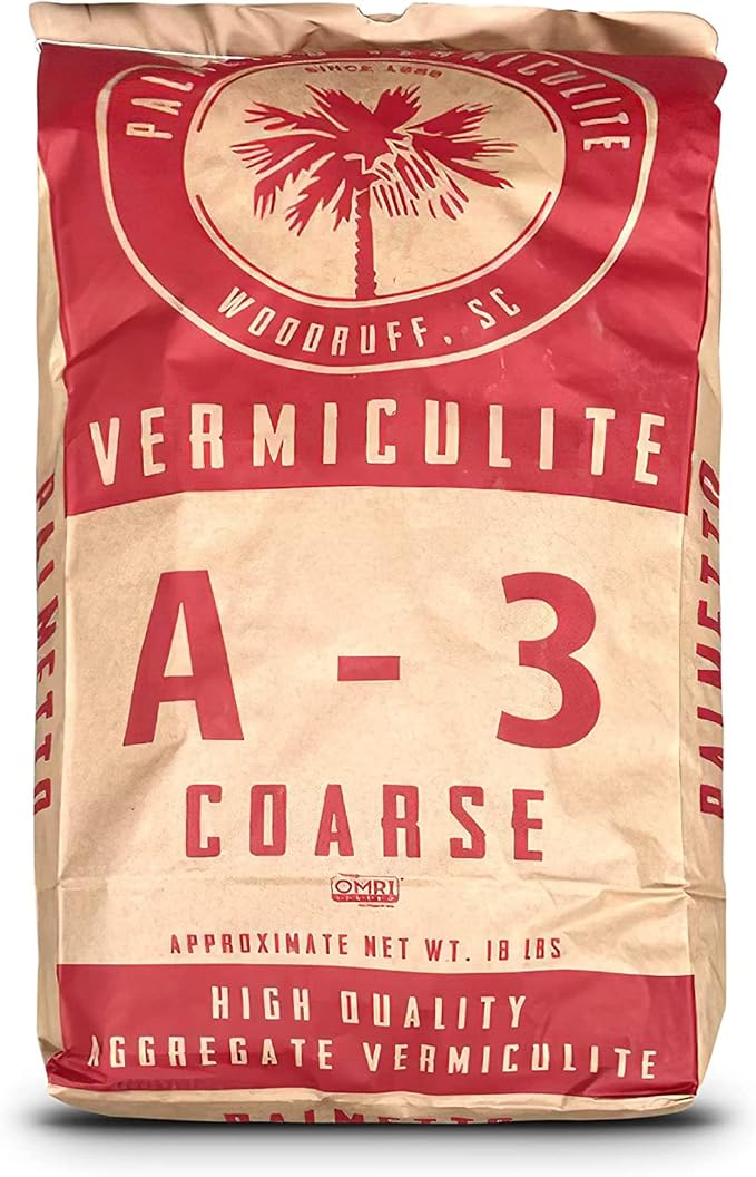 Palmetto Vermiculite Coarse Grade A-3 Horticultural Soil Additive, 4 Cu Ft Bag - Gardening and Potting Mix for Seed Starting, Aeration, and Drainage