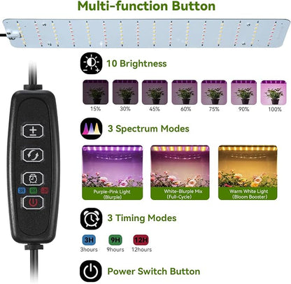 Mini Greenhouse with Grow Light & Timer & Hygrothermograph, 30"x16"x20" Indoor/Outdoor Tabletop Greenhouse with 96 LEDs Dimmable Full-Spectrum Lights (3 Colors), for Houseplants,Seedlings, Outside